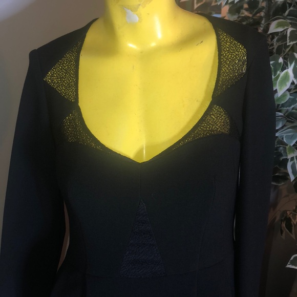 NICOLE MILLER Black dress with lace inserts NWT size 4 - Picture 3 of 5